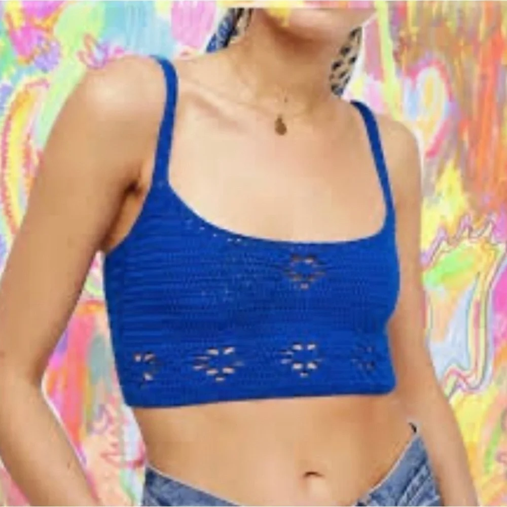 Free people royal blue knitted cropped top size:S